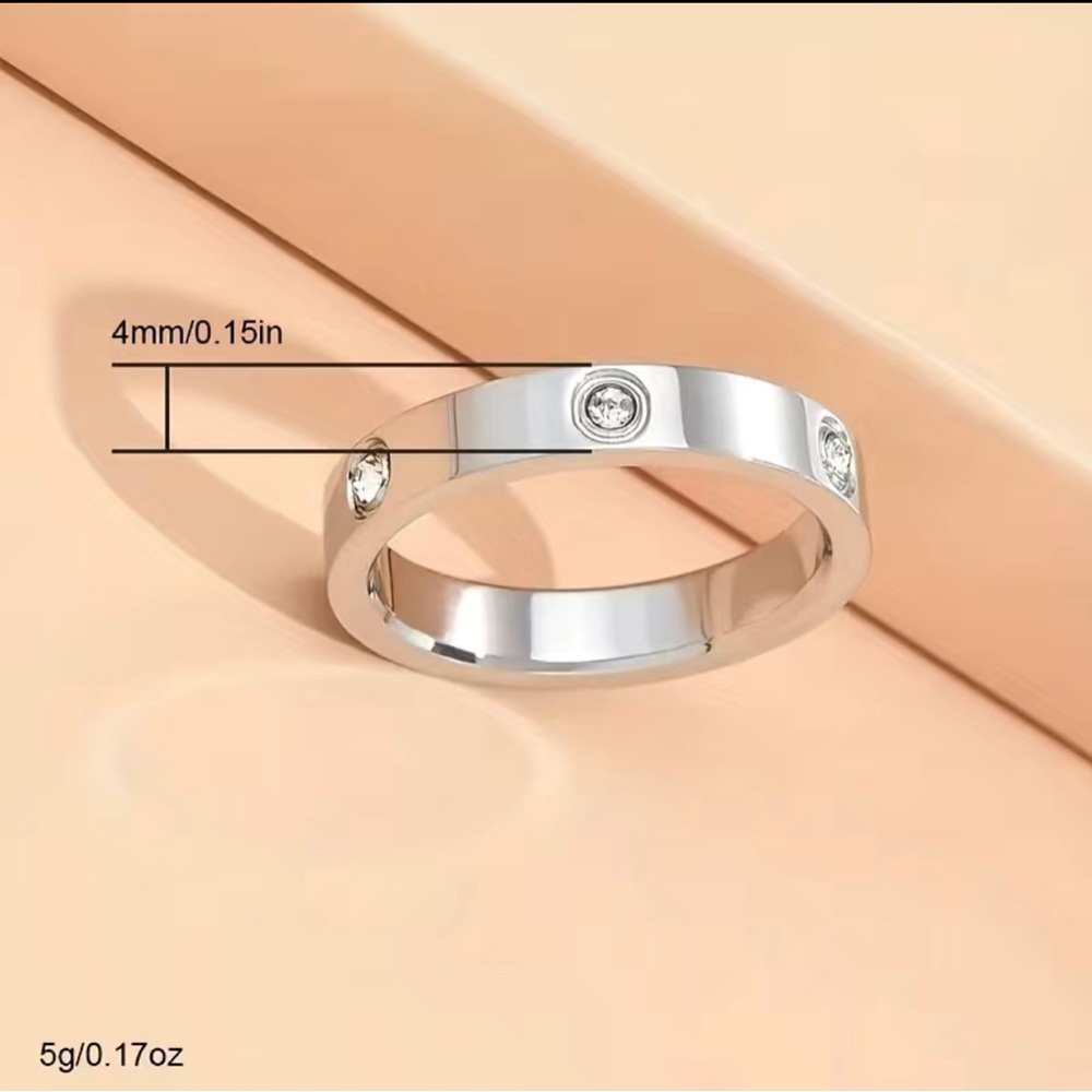 1pc Rhinestone Stainless Steel Ring